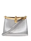 Etro Logo Charm Metallic Shoulder Bag In Metallic