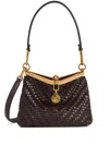 Etro Small Woven Vela Shoulder Bag In 褐色