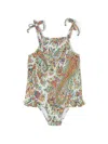 Etro Floral-print Shirred Swimsuit In Multicolour