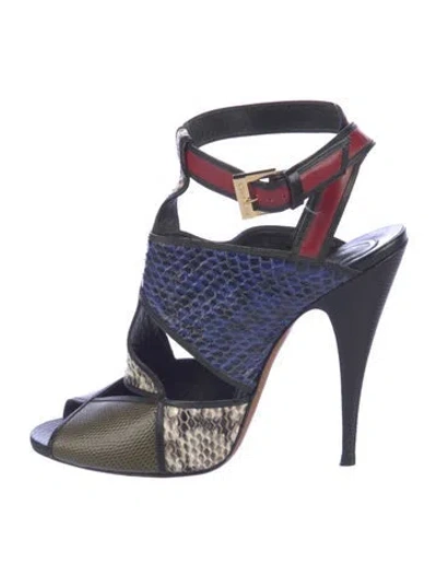 Pre-owned Etro Snakeskin Animal Print Sandals In Blue