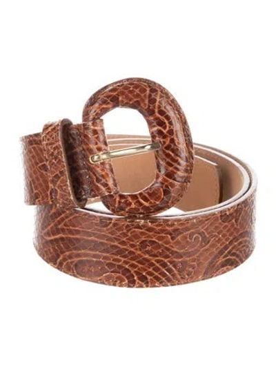 Pre-owned Etro Snakeskin Belt In Brown