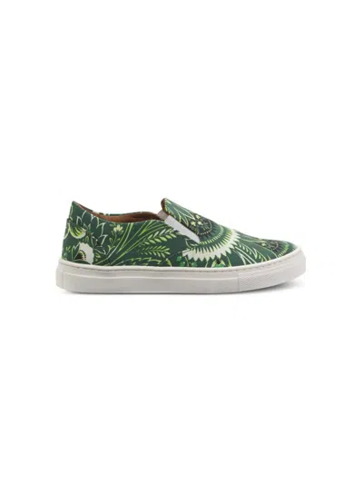 Etro Kids' Sneakers With Green Paisley Print