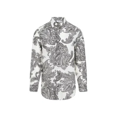 Etro Soho White Cotton Shirt In Grey