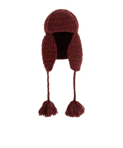 Etro Solid Color Knitted Hat In Burgundy