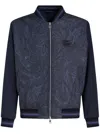 Etro Logo-embroidered Paisley-print Bomber Jacket In Blue