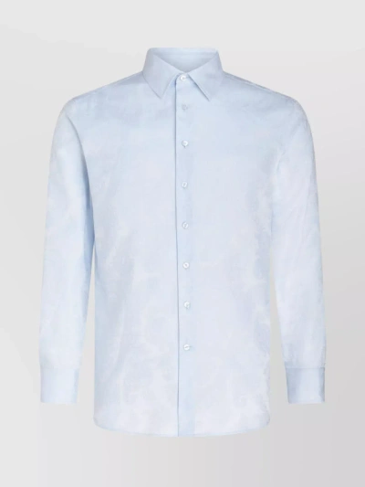 Etro Sophisticated Paisley Jacquard Point Collar Shirt In White