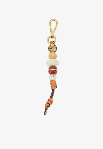 Etro Spheres Leather Bag Charm In Multi