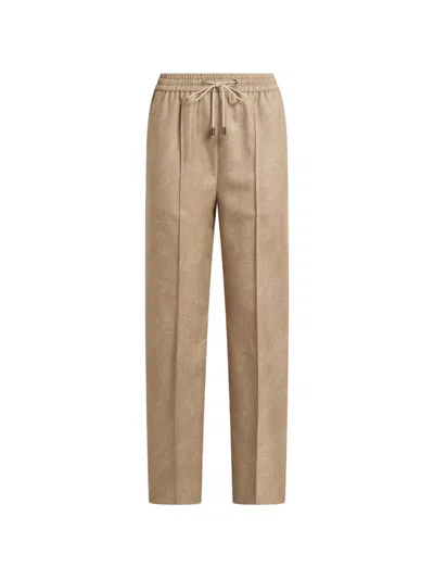 Etro Sporty-style Wool Jacquard Trousers With Paisley Motif In Brown