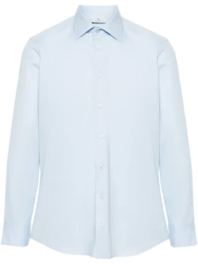 Etro Long Sleeve Shirt Curved Hem In Multi