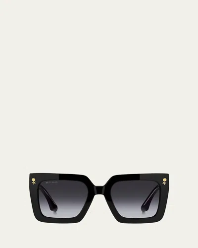 Etro Square Acetate Sunglasses In Black