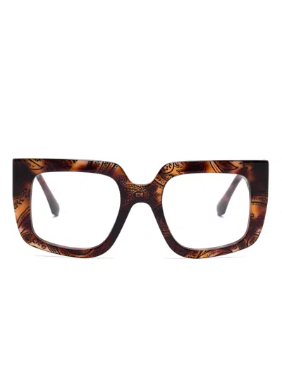 Etro Brille Mit Eckigem Gestell In Braun