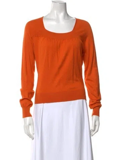Pre-owned Etro Square Neckline Long Sleeve Top In Orange