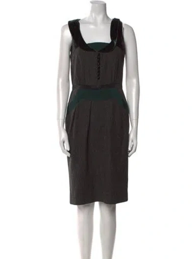 Pre-owned Etro Square Neckline Midi Length Dress In Black