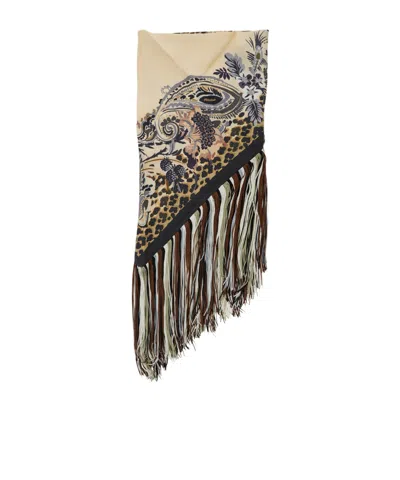 Etro Square Scarf With Tassels In Neutral