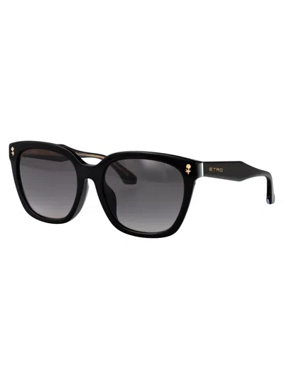 Etro Black Acetate Sunglasses In Brown