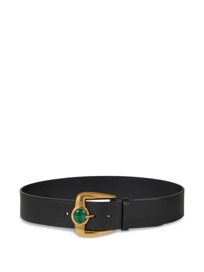 Etro Stone-buckle Leather Belt In Black