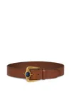 Etro Stone-buckle Leather Belt In Brown