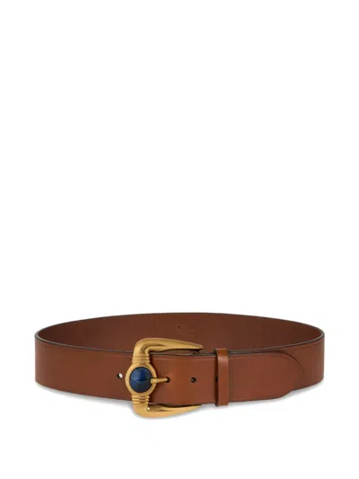 Etro Stone-buckle Leather Belt In Brown