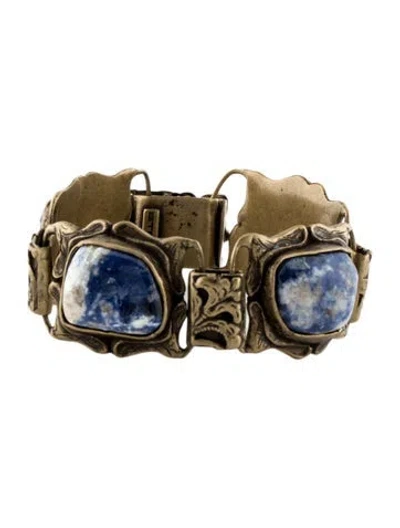 Pre-owned Etro Stone Station Bracelet, 6.25" In Blue