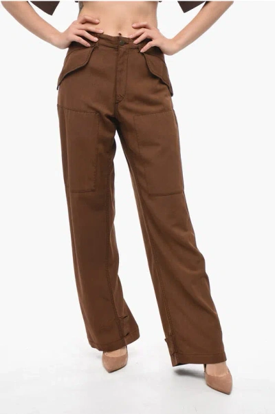 Etro Straight Fit Wool Pants In Brown