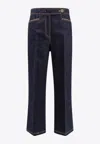 Etro Pegaso-buttons Cropped Jeans In Blue