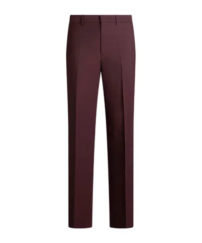 Etro Straight-leg Wool Trousers In Burgundy