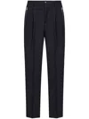 Etro Wool Blend Single Pleat Pants In Blue