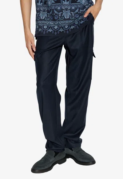 Etro Straight-leg Cargo Pants In Blue