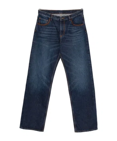 Etro Logo-patch Straight-leg Jeans In Blue