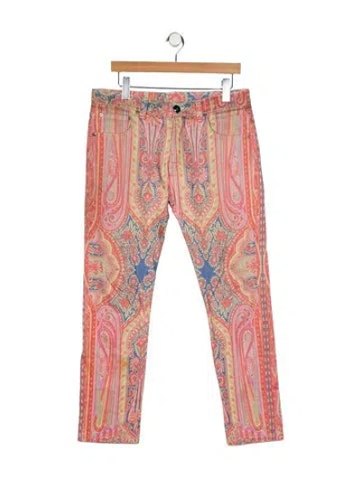Pre-owned Etro Straight-leg Jeans In Pink