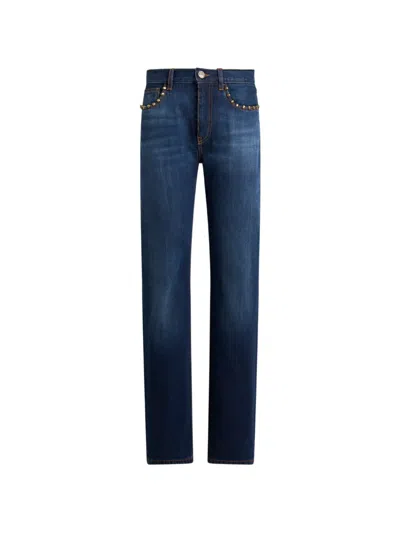 Etro Straight-leg Jeans With Studs In Blue