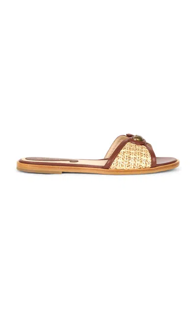 Etro Straw And Leather Fondo Sandal In Brown