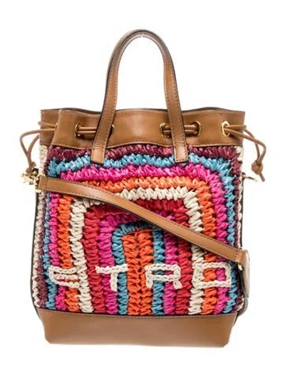 Pre-owned Etro Straw Top Handle Bag In Brown