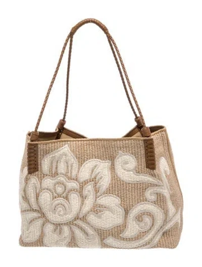 Pre-owned Etro Straw Tote In Neutrals