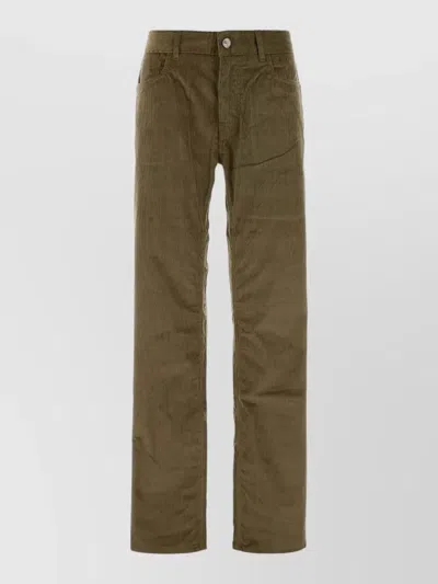 Etro Stretch Corduroy Pants Belt Loops Pockets In Green
