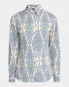 Etro Stretch Cotton Paisley Button-front Shirt In Print On White Base