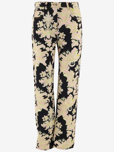 Etro Floral-print Straight-leg Jeans In Multi