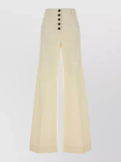 ETRO STRETCH COTTON WIDE LEG TROUSERS BELT LOOPS