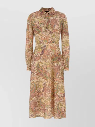 Etro Stretch Polyester Shirt Dress With Paisley Pattern