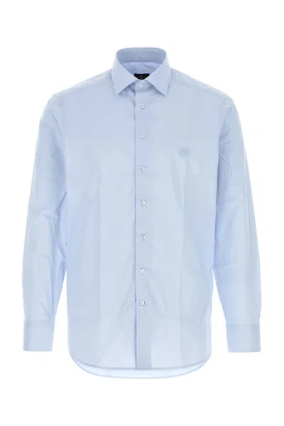 Etro Stretch Poplin Shirt For Men In Blue