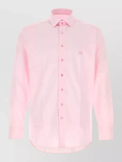 Etro Stretch Poplin Shirt Regular Fit Long Sleeves In Pink