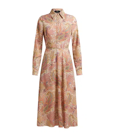 Etro Stretch Sable Midi Dress In ニュートラル