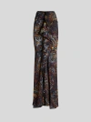 Etro Stretch Sable Paisley-print Long Skirt In Black