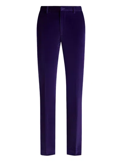 Etro Stretch Velvet Tailored Trousers In Blue