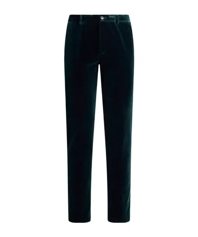 Etro Stretch Velvet Trousers In Green