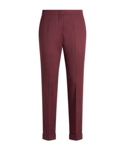 Etro Stretch Wool Pants In Red