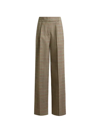 Etro Stretch Wool Trousers With Prince Of Wales Motif In Brown