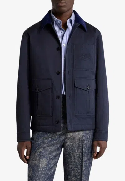 Etro Stretch Worker Jacket With Maxi Pockets In Multi