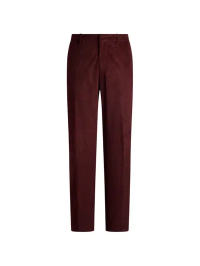 Etro Stretch-cotton Corduroy Trousers In Red