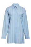 Etro Knotted Button-up Striped Shirt In Multicolor Blue Base
